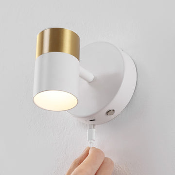 Paola 6" 1-Light Modern Adjustable Head Integrated Dimmable LED Rechargeable Wall Spotlight with Touch Sensor - JONATHAN Y